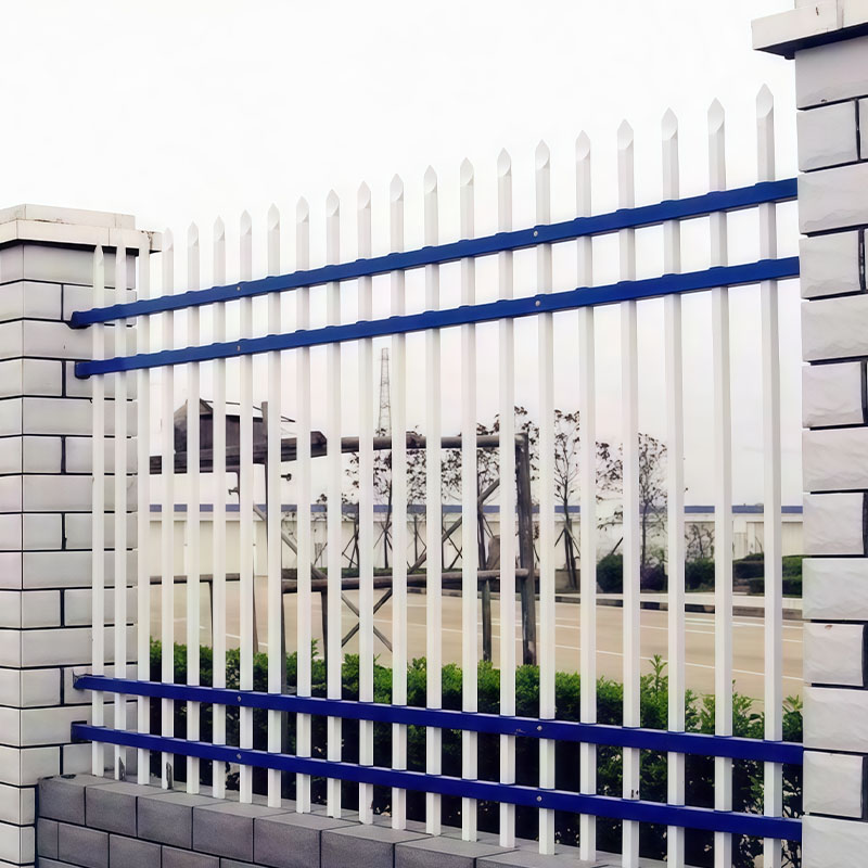 Simple 4 Rail Spear Top Galvanized Steel Perimeter Fence