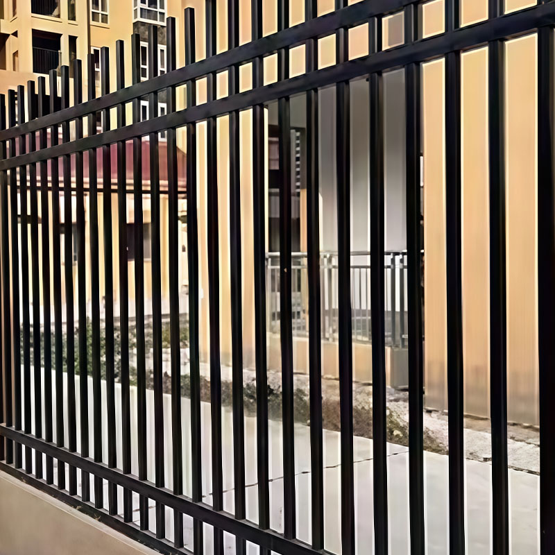 Simple 4 Rail Flat Top Galvanized Steel Perimeter Fence